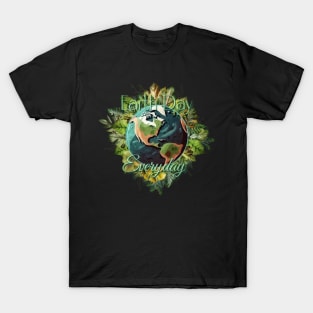 Earth Day Everyday Leaf and Floral Design T-Shirt